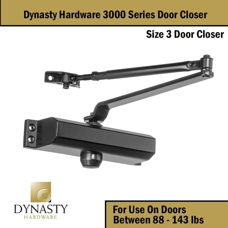 Dynasty Hardware Door Closer, Commercial Hydraulic Closer, Self-Closing, Spring Size 3, Surface Mount, Sprayed Duronotic Bronze, Series 3000 - Image 5